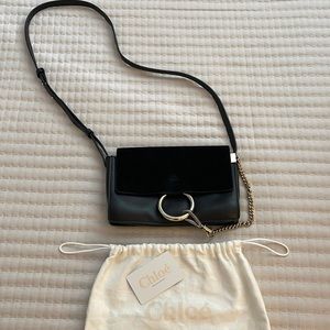 Chloe Faye small in black suede, this bag has become a chic handbag classic